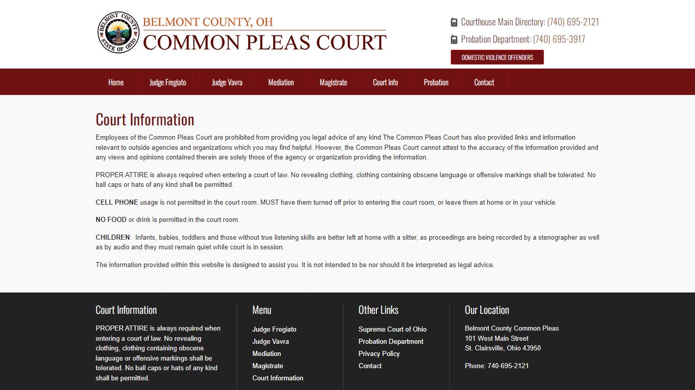 Court Information - Belmont County Common Pleas Court